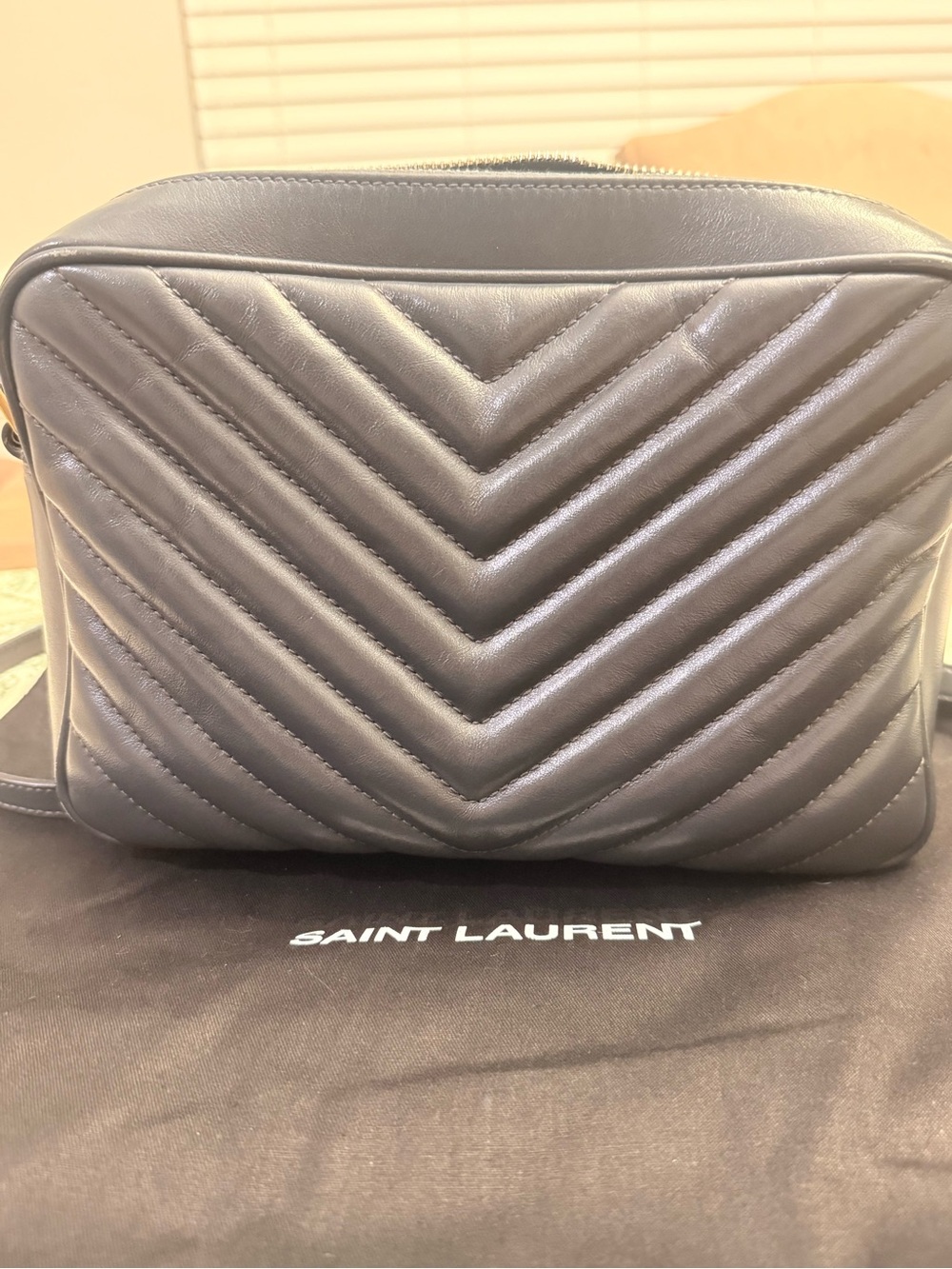 Saint Laurent Dark Smog Matelassé Leather Camera Bag with Gold Hardware - Picture 9 of 17
